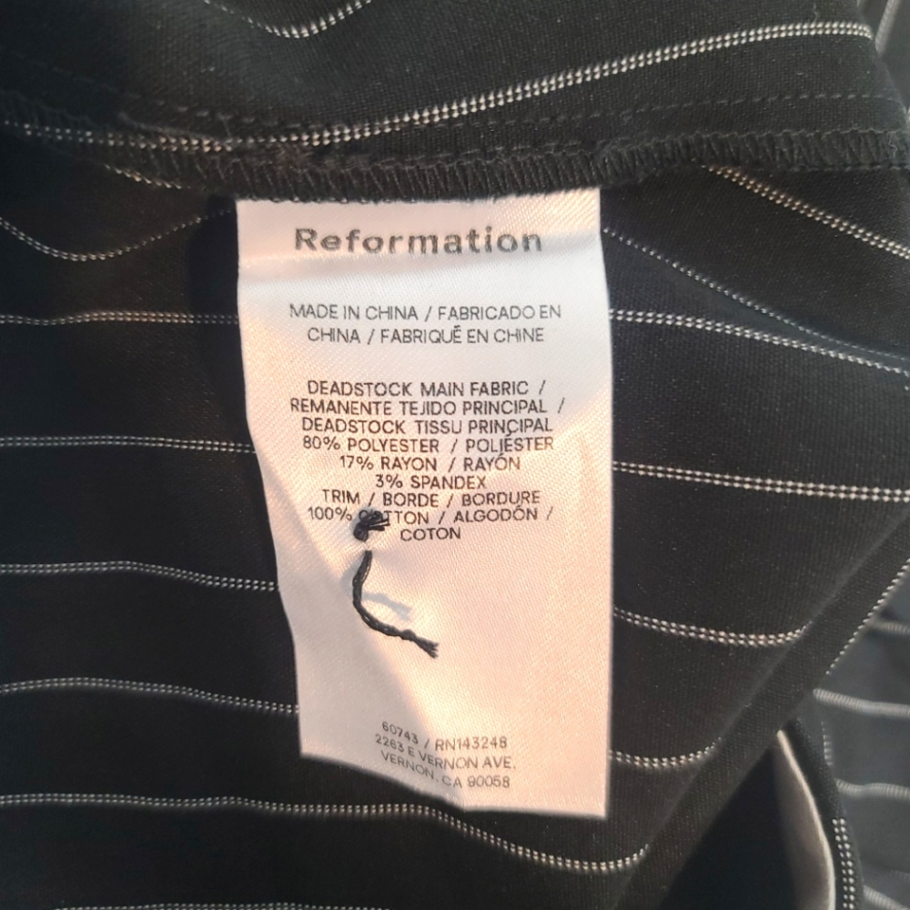 NWT Reformation Carter Mid-Rise Pants in Black Stripe Capsule Office Sz 8 - Picture 6 of 11